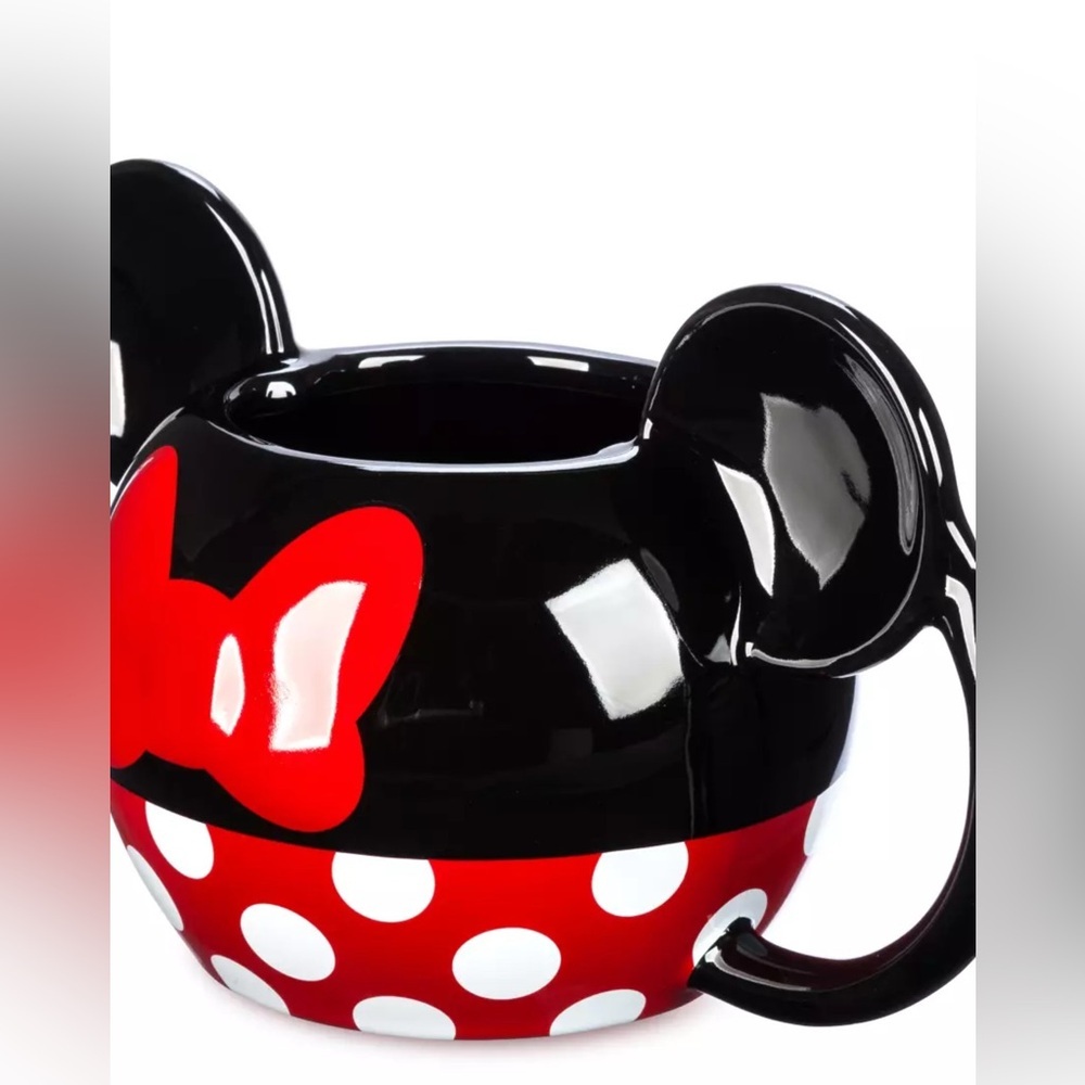 Disney Minnie Mouse XOXO Ceramic 3D Ears Red Polka Dot Mug Cup 20oz - Picture 6 of 11